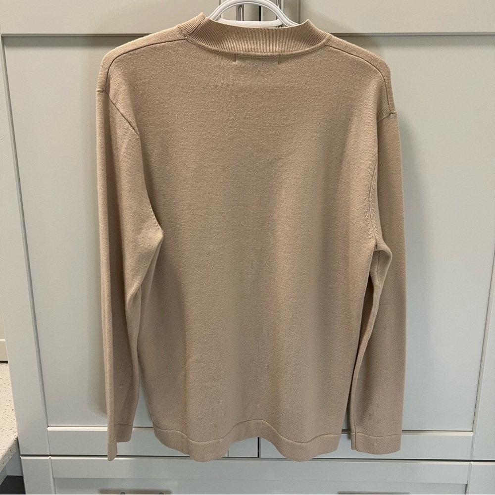 BRITCHES Merino Wool Blend Knit Tan Crew Neck Sweater w/ Ribbed Neckline | Sz M - Picture 6 of 6